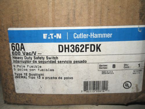 (x5-18) 1 nib cutler hammer dh362fdk heavy duty safety switch 60a for sale