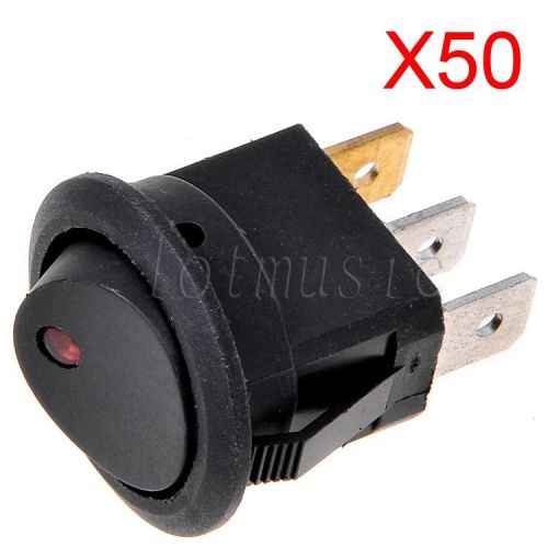 50*Snap In Round LED Rocker Indicator Switch 3 Pin On/Off