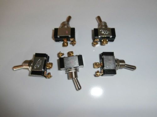 Set of 5 Toggle Switches, Cole Hersee 5582 SPST On-Off 25 Amp at 12 Volt