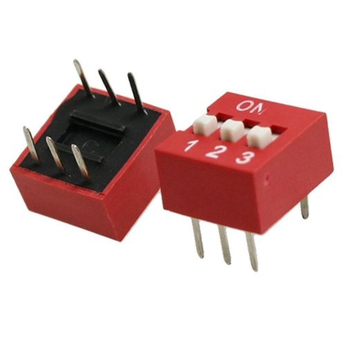 10PCS Red 2.54mm Pitch 3-Bit 3 Positions Ways Slide Type DIP Switch
