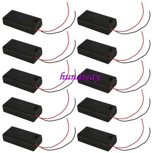 10x New 2 AA 2A Battery 3V Plastic Holder Box Case with ON/OFF Switch Black HQ