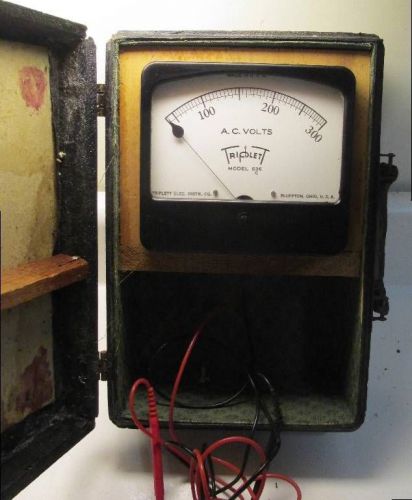 Vintage triplett #636 ac voltmeter in box with leads for sale