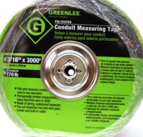 Greenlee conduit measuring tape, 435, 3/16&#034; x 3000&#039; , 170lb strength for sale