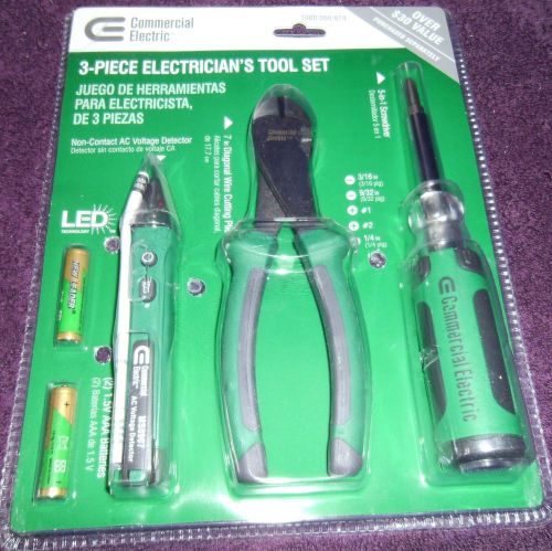 Commercial electric 3 piece electrician&#039;s tool set&gt;free gift&gt;fast free shipping! for sale