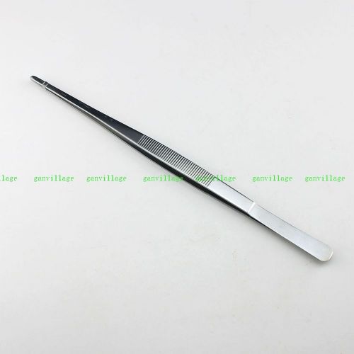 30cm 12&#034; Long Straight Tweezers Flat Edge Forceps Stainless Steel Tongs Tool NEW