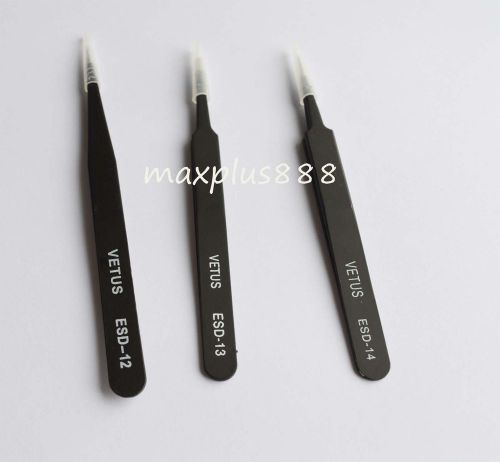 Esd-12+esd-13+esd-14 tweezers vetus selected professional tools hrc40° new for sale