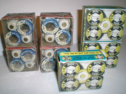 LOT 28 BUSS &amp; EAGLE 15 AMP GLASS PLUG FUSES TIME DELAY  NEW IN BOX