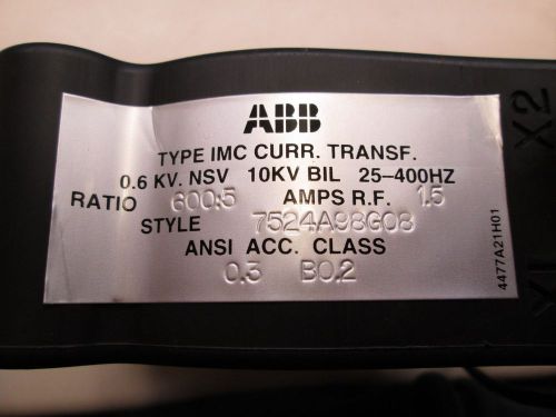 New ABB Type IMC Current Transformer 10 kV Ratio 600:5 Style 7524A98G08