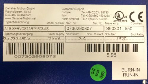 Warranty kollmorgen seidel ats servostar amplifier 603-as- + profibus 9b for sale