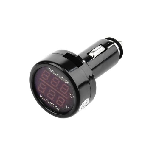 2 In 1 Car Auto 12V Red Blue Dual Display LED Digital Thermometer Voltmeter  WW