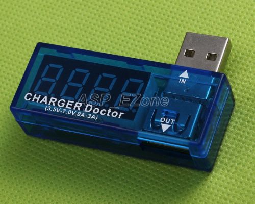 Blue 3.5V-7V 0A-3A USB Current Tester Detector Ampere Meter Professional