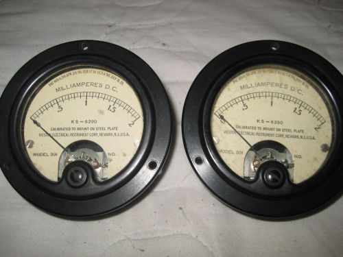 Weston panel meters. vinatge pair 0-2 milliamp d.c. for -bias etc. for sale