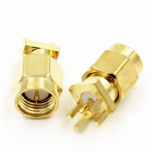 10 x sma male plug solder for pcb clip edge mount rf connector for sale