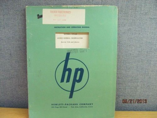 Agilent/hp 205ah audio signal generator instruction operating manual/sc s# 318- for sale