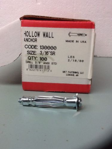 Mkt hollow wall anchors 3/16&#034;sr box/100. for sale