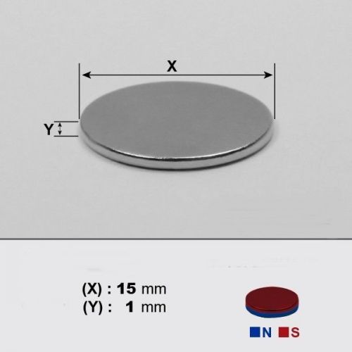 Neodymium Magnets DISC 15 x 1mm Thick, N42 Grade x  5 pieces
