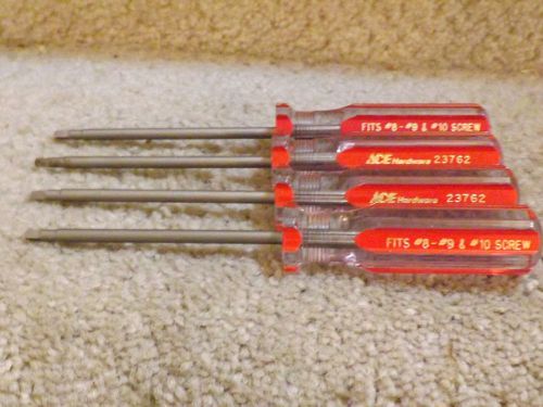 *NEW* (4) &#034;ACE&#034; PRO SERIES #2 SQUARE RECESS SCREWDRIVER Fits #8,#9,#10 Screw