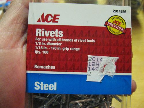 100 ACE Hardware Steel Rivets 1/8&#034; Diameter 1/16-1/8 Grip Range  2014256