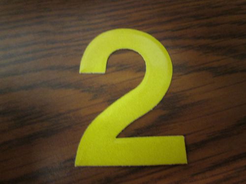 2 (Two), Adhesive Fire Helmet Numbers, Lime/Yellow, Lot of 13, NEW