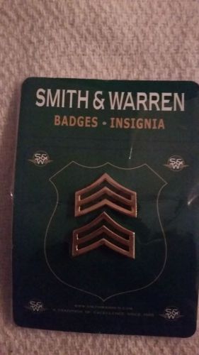 Smith &amp; Warren Sergeants Collar Brass Insignia&#039;s, Gold, Size Medium
