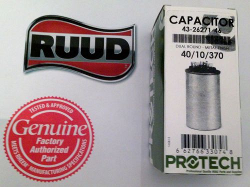 Rheem ruud capacitor - uf 40/10/370 volt dual round 43-26271-46 for sale