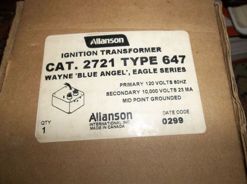 Allason ignition #2721 type 647 transformer 120 primary nos in box for sale