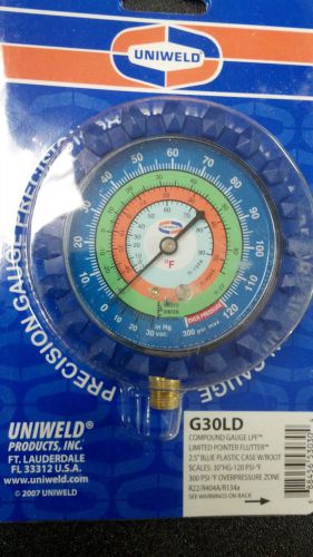 Gauge, refrigeration, r22, r134a, r404a -30 to 300, blue, low side, 2.5&#034; for sale