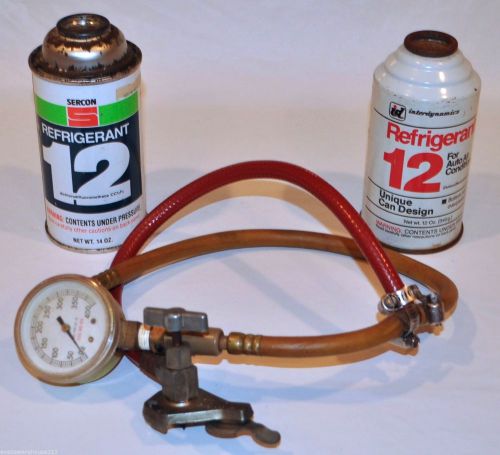 Two (2) cans r-12 (1) 14 oz sercon (1) 12 oz i.d. w/ hose tapper &amp; gauge 8410056 for sale