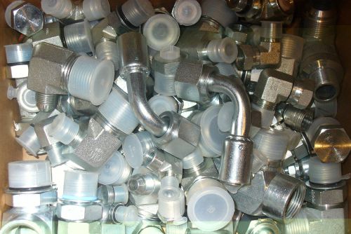 ASSORTED 90 PCS  1/4&#034; &amp;1-5/8&#034; EATON AND OTHERS.. ADAPTER,JIC,ELBOW HYD FITTINGS