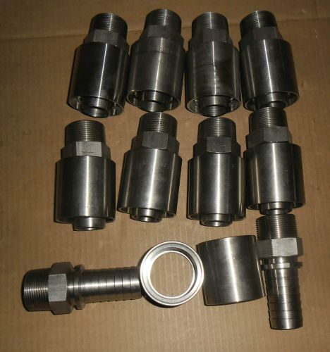 Lot of 10 gates stainless steel -20 npt hose ends n10-20-20-ss + 20pc1fss for sale