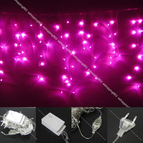 10FT 100 Led Pink Curtain Icicle Lights String Fairy Light 4 Xmas Decoration