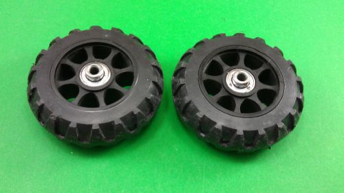 2 TINY RUBBER WHEELS WITH BALL BEARINGS, DIAMETER 3-3/4&#034;, 1-1/8&#034; THICK