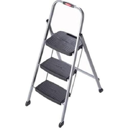 Rubbermaid 3-Step Steel Frame Stool with Hand Grip and Plastic Steps, 200-Pound