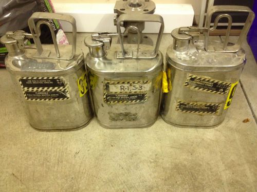 Three Vintage Protectoseal F883A Stainless Steel 1 Gallon Oval Safety Cans