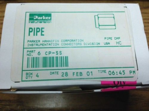New parker 6 cp-ss, cap, pipe size 3/8&#034; box  of 4ea for sale