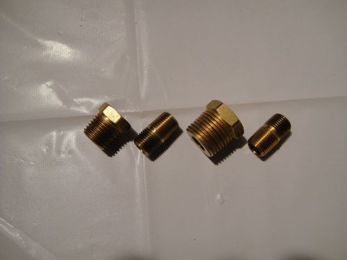 3/8&#034;x 1/8&#034; &amp; 1/4&#034;x1/8&#034;brass bushings+2-1/8&#034;xclose brass nipples propane/gas conn for sale