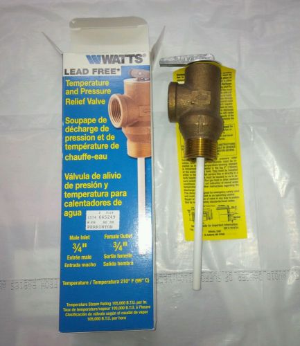 Watts 100xl 3/4&#034; temperature and pressure relief valve 150/210 new lead free for sale