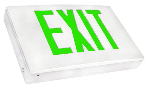 Cast Aluminum LED Exit Sign with Green Lettering, White Housing and White Face