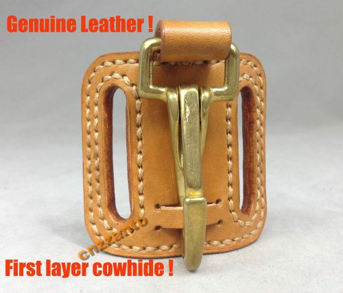 Handmade Leather Solid brass snap hook easy release Key chain Belt Clip holder