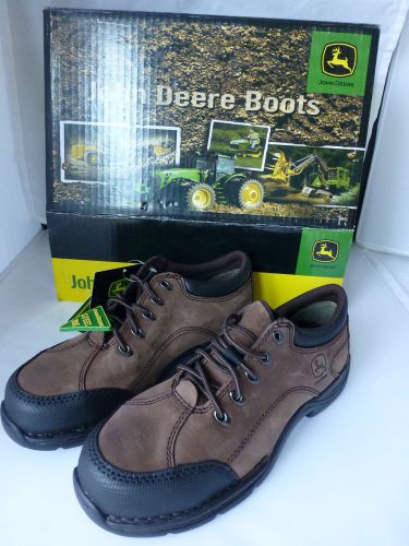 Womens john deere brown steel toe shoes static dissipative sz 6.5m leather for sale