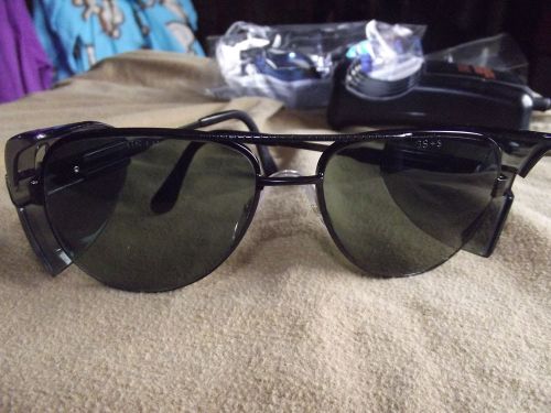 Aviator safety glasses with side shields z87+  dark lens black metal frame for sale