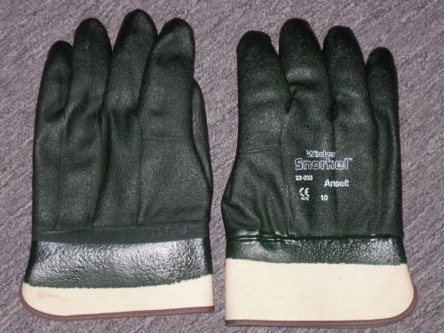Snorkel Ansell Coated Green Winter Work Gloves - Lined Inside