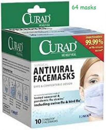 NIB sealed Curad antiviral facemasks inactivates 99.99% of flu viruses 64 masks