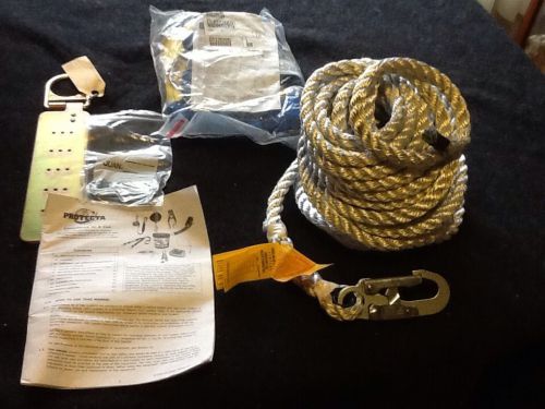 PROTECTA Fall Protection Harness With 50&#039; Rope And Reuseable Roof Anchor