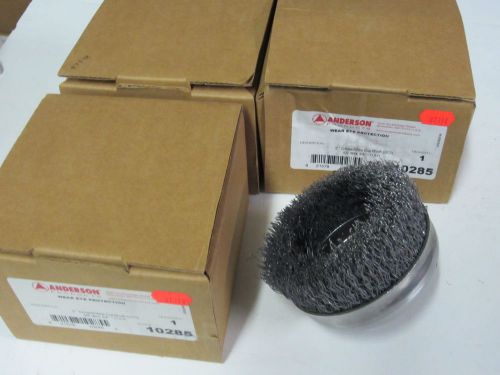 3 pcs anderson 5&#034; x 5/8-11 thread crimped .020&#034; wire cup brushes edp 10285 for sale