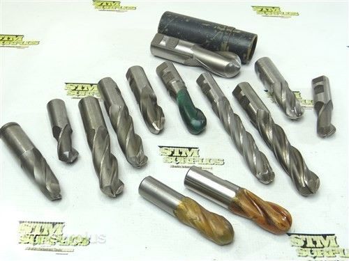 NICE LOT OF 13 HSS STRAIGHT SHANK BALL NOSE END MILLS 7/8&#034; TO 1-3/8&#034; PUTNAM