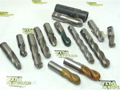 NICE LOT OF 13 HSS STRAIGHT SHANK BALL NOSE END MILLS 7/8&#034; TO 1-3/8&#034; PUTNAM