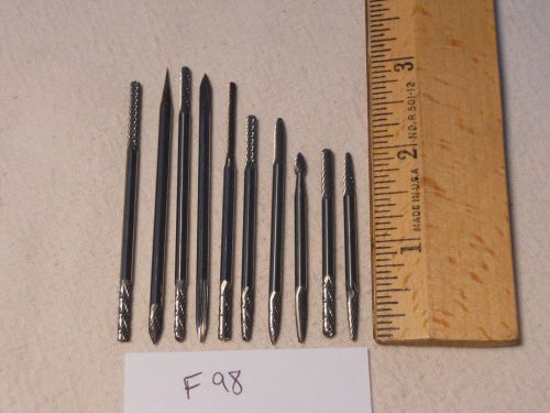 10 NEW 3 MM SHANK CARBIDE BURRS. DOUBLE END COMMON SHAPES. LONGS USA MADE  {F98}