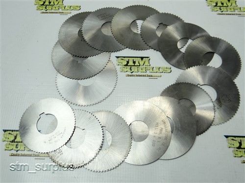 NICE LOT OF 15 HSS SLITTING &amp; SLOTTING BLADES 2-3/4&#034; TO 3-3/16&#034; WITH 1&#034; BORE