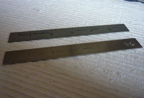 2 USED BRON &amp; SHARPE &amp; GENERAL 6&#034; TEMPERED STEEL RULE, 3/4&#034; WIDTH, 3/64&#034; THICK
